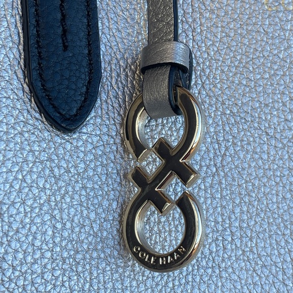 Cole Haan Palermo Silver and Black Two-Tone Leather Tote Bag - Picture 10 of 12